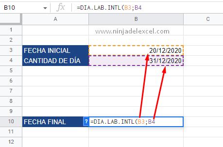 D As Laborables En Google Sheets Como Calcular Ninja Del Excel