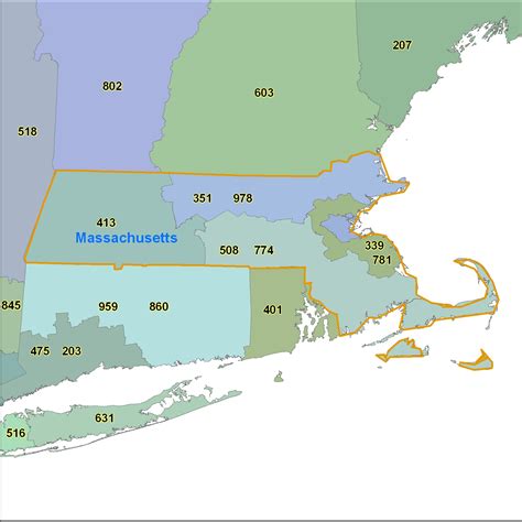 Massachusetts Area Code Maps Massachusetts Telephone Area Code Maps