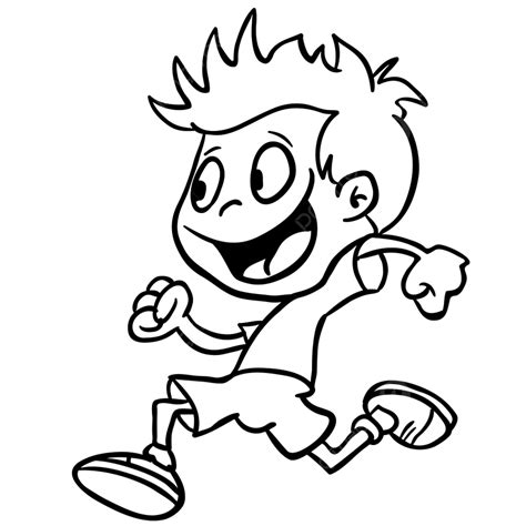 Black And White Boy Running Cartoon Boy Drawing Running Drawing