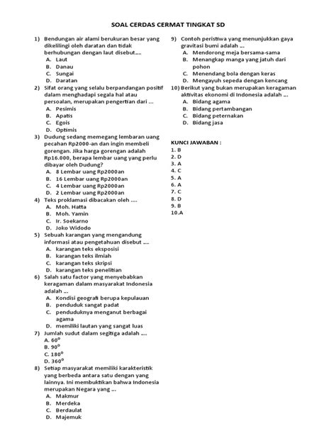 Soal Cerdas Cermat Tingkat Sd Pdf