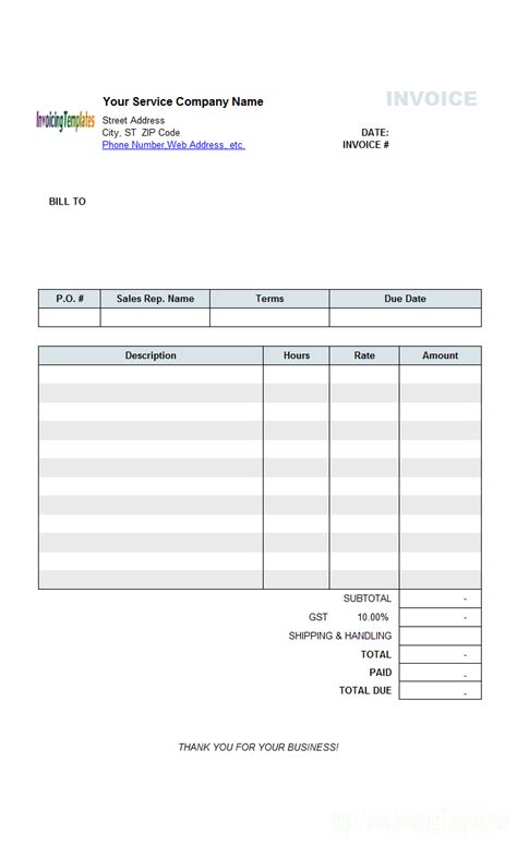 invoice template hours worked invoice