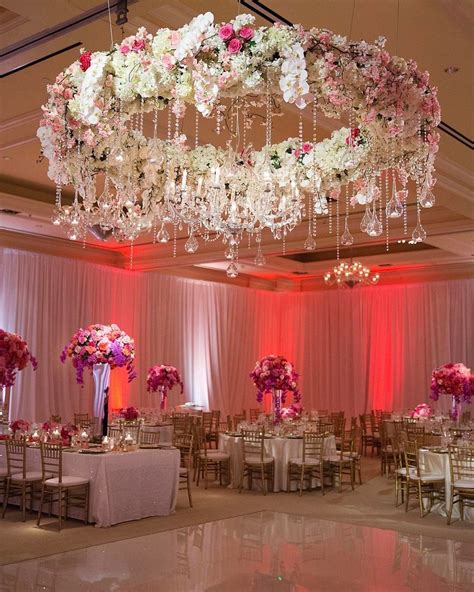 Inside Weddings Wedding Ceiling Floral Chandelier Wedding Decorations