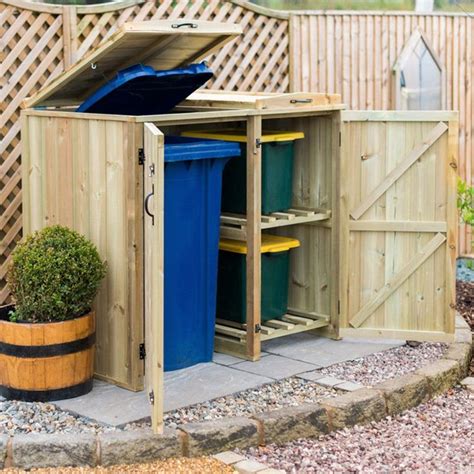 The Garden Village Superior Fsc Wooden Wheelie Bin And Recycling Box