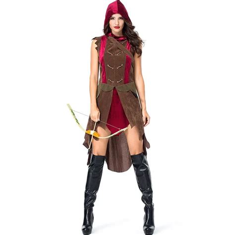 Adult Women Archer Archer Miss Robin Warrior Solider Larp Hood Costume