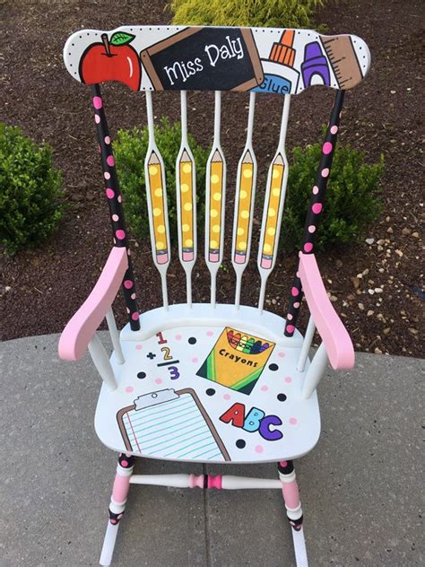 Teacher Rocking Chair Design Custom Teacher Chair Design Etsy Painted Teacher Chair Teacher