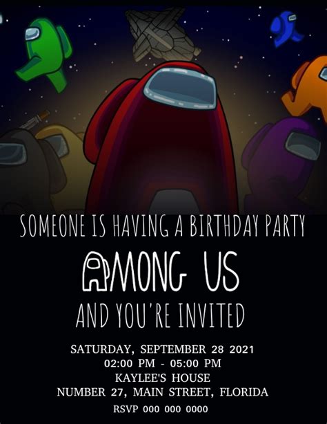 Copy Of Among Us Birthday Party Invitation Template Postermywall