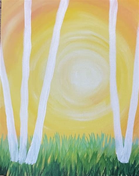 Easy Tree Painting Learn To Paint Aspen Tree Sunset For Beginners