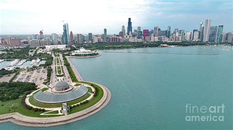 Aerial Shoreline View Of Lake Michigan In Chicago Illinois Digital Art
