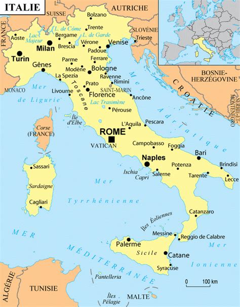 Carte Italie Villes Principales Vacances Arts Guides Voyages