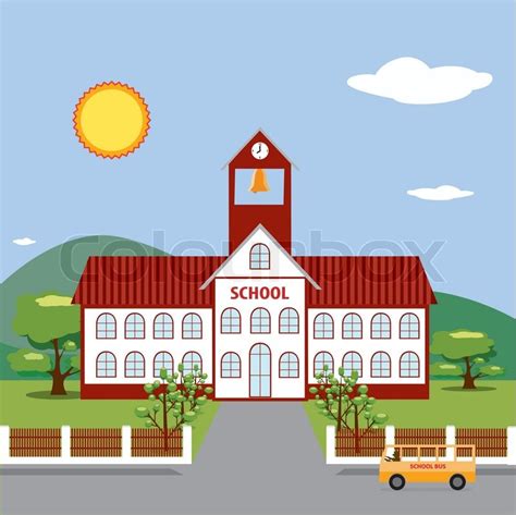 Illustration Of School Building Stock Vector Colourbox