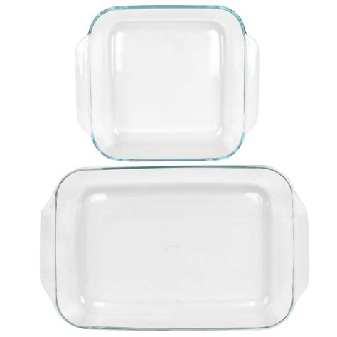 Pyrex 233 3qt Rectangle And 222 2qt Square Clear Glass Baking Dishes
