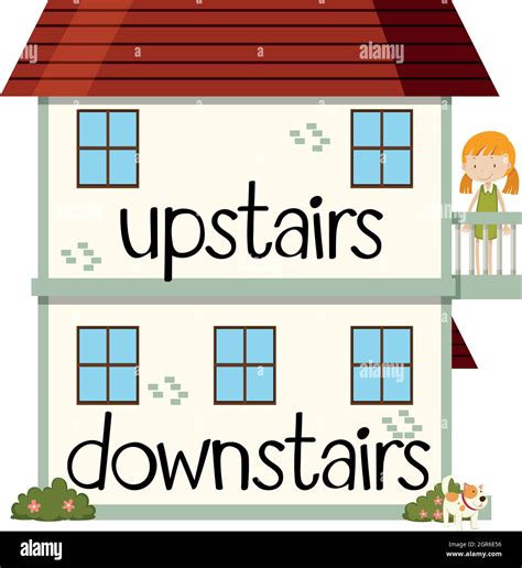 Opposite Wordcard For Upstairs And Downstairs Stock Vector Image And Art