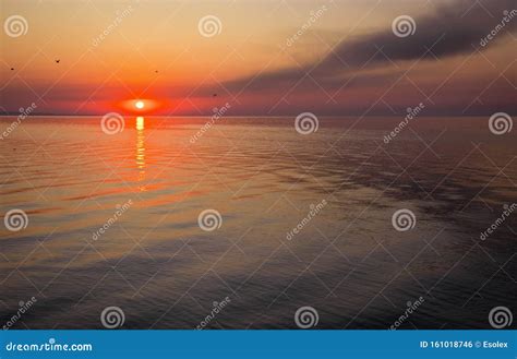 Beautiful Colorful Sunset On The Sea Coast Nice Scene With Sunrise