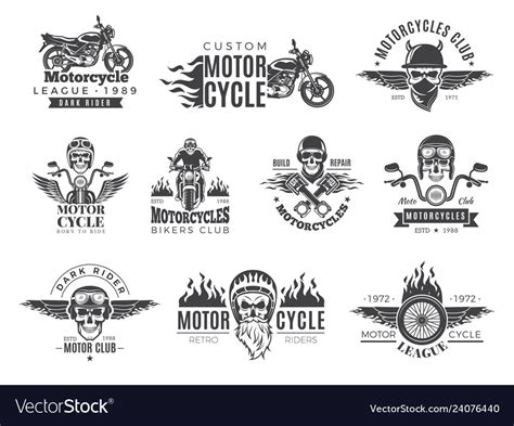 Motorcycle Labels Biker Badges With Speed Symbols Vector Image