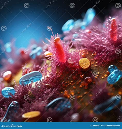 Threads Of Fungus And Bacteria Under A Microscope Microbes And