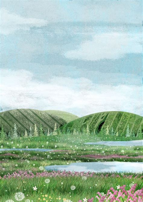 Wall Art Green Land By Katherine Blower Premium Poster A4 21 X 30