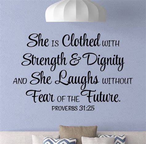She Is Clothed In Strength And Dignity Wall Decal Proverbs 31 Etsy