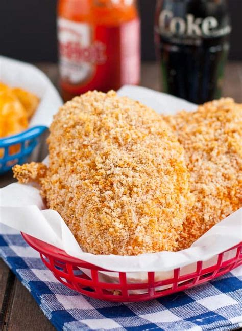 Panko crumbs, a dash of garlic powder, and shredded parmesan cheese give these chicken thighs a tasty crispy exterior. Panko Oven Fried Chicken Breast | NeighborFood