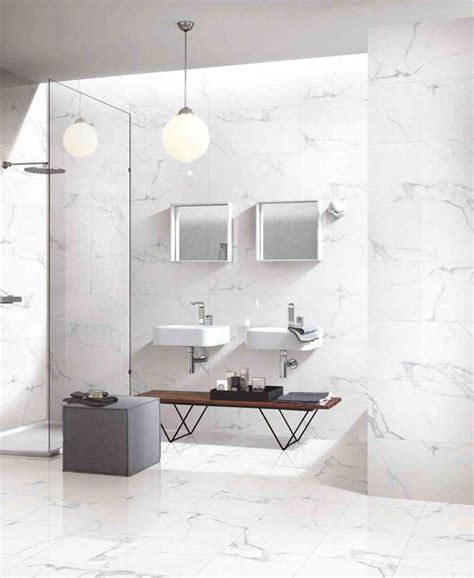 Carrara White Porcelain Bathroom Wall Tiles Indoor 30 X 60 Cm Size High