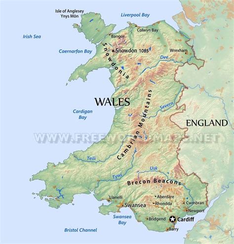 Wales Physical Map