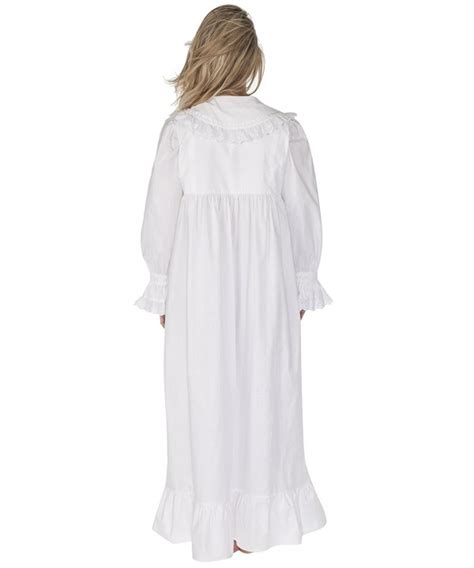 Amelia 100 Cotton Victorian Nightgown With Pockets 7 Sizes White