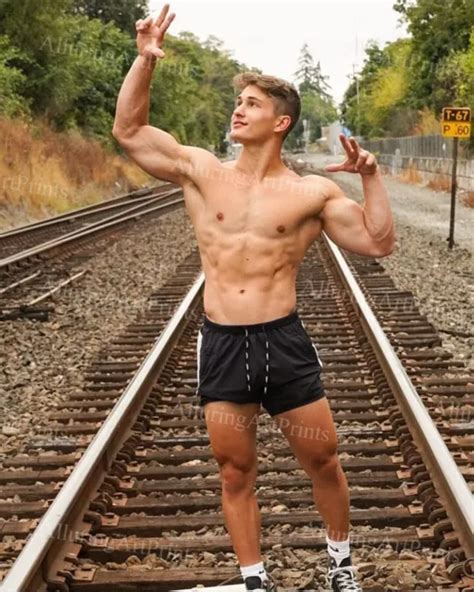 Male Model Print Muscular Handsome Beefcake Shirtless Hunk Man Athlete