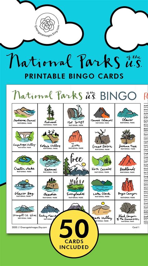 Senior citizen word cloud concept. National Parks Bingo Game Printable bingo, 50 cards ...