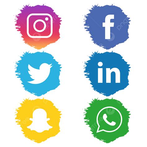 Social Media Icons Set In Brush Shape Template Download On Pngtree