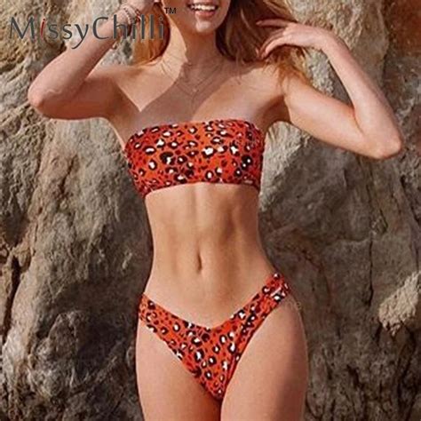 Missychilli Brazilian Red Sexy Leopard Print Bodysuit Women High Cut Club Swimsuit Female