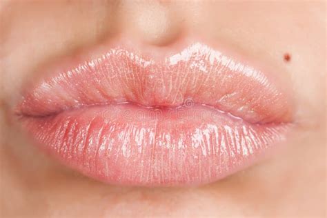 Cosmetics Gloss Make Up Macro Fashion Lips Kiss Stock Photo Image