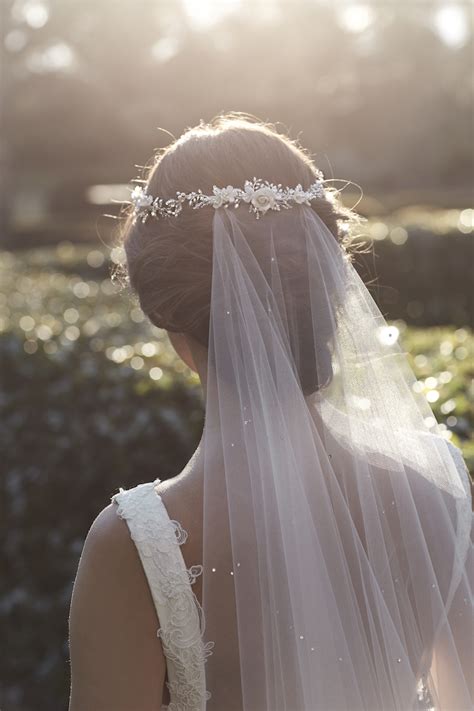 Beautiful Wedding Veils With Crystals Margaux Ivory Long Veil With Crystals Tania Maras