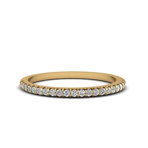 Micropave Diamond Wedding Band For Women In 14k Yellow Gold Within Thin Wedding Bands With Diamonds 