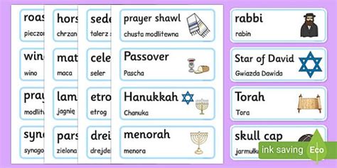 Judaism Word Cards Polish Translation Teacher Made