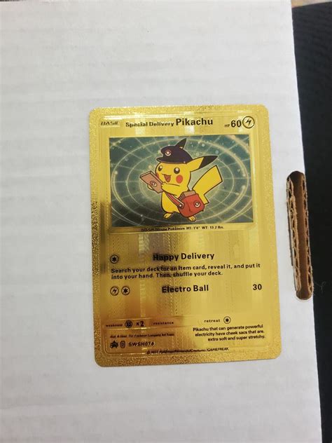 Mavin Special Delivery Pikachu Gold Foil Fan Art Pokemon Card Display Card