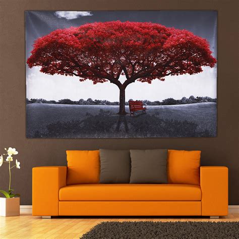 Large Red Tree Canvas Modern Home Wall Decor Art Paintings Picture