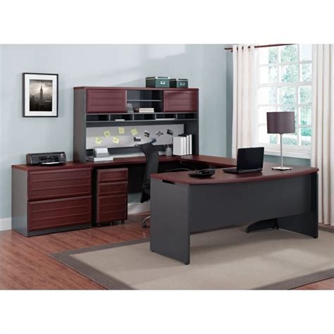 Altra Furniture Pursuit U Shaped Office Set In Cherry And