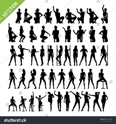 Sexy Women Dancing Silhouettes Vector Set Stock Vector Royalty Free