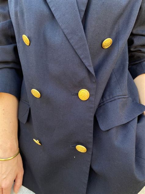 80s Navy Double Breasted Blazer Gold Buttons Ubicaciondepersonascdmx