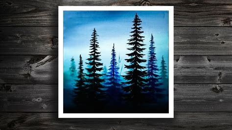 Pine Trees Acrylilic Painting Step By Step For Beginners Daily Art