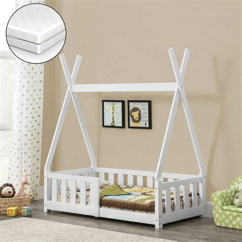 Teilbar, abnehmbar und waschbar bis 60 grad. en.casa Kinderbett, »Tipi mit Rausfallschutz« [Kiefernholz ...