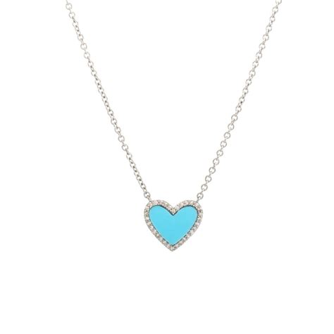 Turquoise And Sterling Silver Heart Necklace