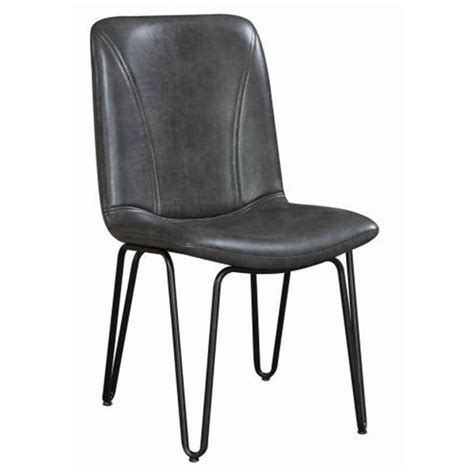 The color of florence dining chair is a full black upholstered in a smart leather match and a strong metal aluminum frame. 130083 Coaster Furniture Chambler Dining Room Dining Chair