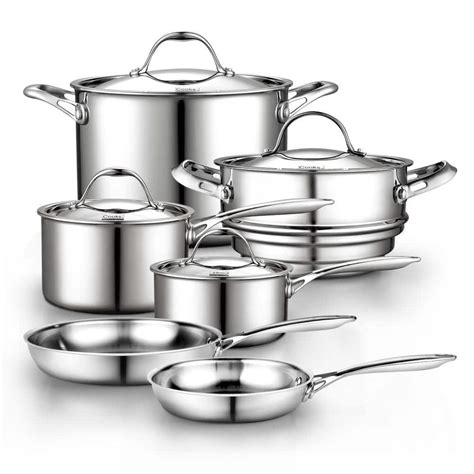 Cooks Standard Multi Ply Clad Piece Stainless Steel Nonstick Cookware Set NC The Home