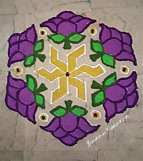 Flowers kolam || 15 dots Colour kolam – Kolams of India