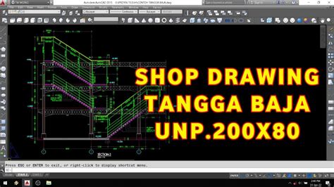 Tangga Baja Unp200x80 Shop Drawing Baja Youtube