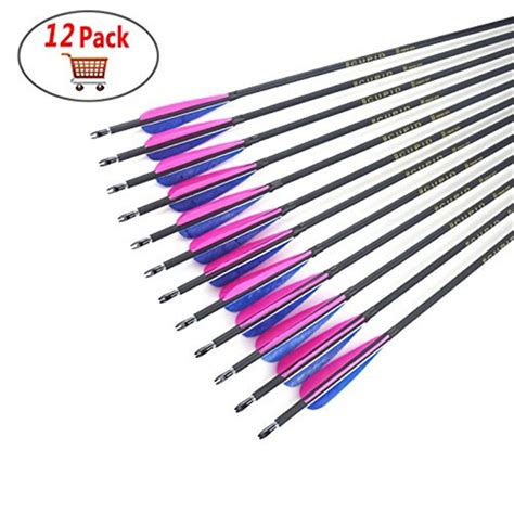 12pc Spine 500 600 31 Inch 60mm Carbon Arrows Replaceable Arrow Points