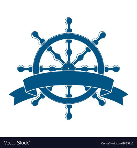 Ship Wheel With Banner Nautical Emblem Royalty Free Vector