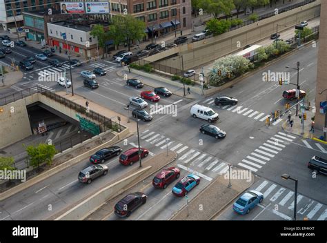Aerial View Of City Street Intersection Philadelphia Usa Stock Photo