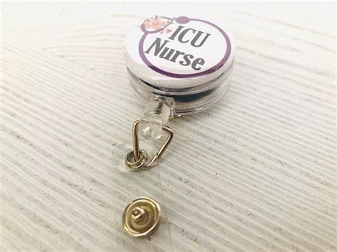 Icu Nurse Badge Reel Rn Retractable Badge Holder Id Badge Etsy
