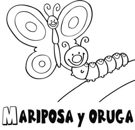 Dibujo De Una Mariposa Y Oruga Para Colorear Dibujos Para Ni Os